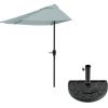 imagePure Garden Half Umbrella Outdoor Patio Shade  9 ft Half Patio Umbrella with Easy Crank  Small Canopy for Balcony Table or DeckDusty Green