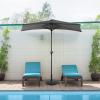 imagePure Garden Half Umbrella Outdoor Patio Shade  9 ft Half Patio Umbrella with Easy Crank  Small Canopy for Balcony Table or DeckGray