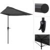 imagePure Garden Half Umbrella Outdoor Patio Shade  9 ft Half Patio Umbrella with Easy Crank  Small Canopy for Balcony Table or DeckGray