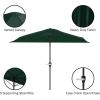 imagePure Garden Half Umbrella Outdoor Patio Shade  9 ft Half Patio Umbrella with Easy Crank  Small Canopy for Balcony Table or DeckHunter Green