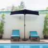 imagePure Garden Half Umbrella Outdoor Patio Shade  9 ft Half Patio Umbrella with Easy Crank  Small Canopy for Balcony Table or DeckNavy Blue
