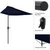 imagePure Garden Half Umbrella Outdoor Patio Shade  9 ft Half Patio Umbrella with Easy Crank  Small Canopy for Balcony Table or DeckNavy Blue