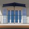imagePure Garden Half Umbrella Outdoor Patio Shade  9 ft Half Patio Umbrella with Easy Crank  Small Canopy for Balcony Table or DeckNavy Blue