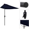 imagePure Garden Half Umbrella Outdoor Patio Shade  9 ft Half Patio Umbrella with Easy Crank  Small Canopy for Balcony Table or DeckNavy Blue