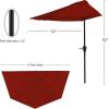 imagePure Garden Half Umbrella Outdoor Patio Shade  9 ft Half Patio Umbrella with Easy Crank  Small Canopy for Balcony Table or DeckRed