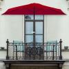 imagePure Garden Half Umbrella Outdoor Patio Shade  9 ft Half Patio Umbrella with Easy Crank  Small Canopy for Balcony Table or DeckRed