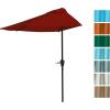 imagePure Garden Half Umbrella Outdoor Patio Shade  9 ft Half Patio Umbrella with Easy Crank  Small Canopy for Balcony Table or DeckRed