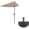 imagePure Garden Half Umbrella Outdoor Patio Shade  9 ft Half Patio Umbrella with Easy Crank  Small Canopy for Balcony Table or DeckSand