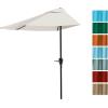 imagePure Garden Half Umbrella Outdoor Patio Shade  9 ft Half Patio Umbrella with Easy Crank  Small Canopy for Balcony Table or DeckTan