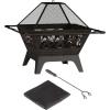 imagePure Garden W150098 37quot Tile Rectangular Fire Pit Black32 inches