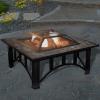 imagePure Garden W150098 37quot Tile Rectangular Fire Pit BlackSquare