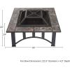 imagePure Garden W150098 37quot Tile Rectangular Fire Pit BlackSquare