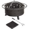 imageFire Pit  32Inch Outdoor Wood Burning Firepit with Screen Poker and Cover  Outdoor Fire Pits for Backyard Deck or Patio by Pure Garden Black30