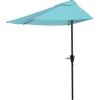 imagePure Garden Half Umbrella Outdoor Patio Shade  9 ft Half Patio Umbrella with Easy Crank  Small Canopy for Balcony Table or DeckBlue