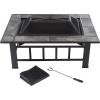 imagePure Garden W150098 37quot Tile Rectangular Fire Pit BlackRectangle