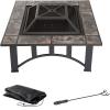 imagePure Garden W150098 37quot Tile Rectangular Fire Pit BlackSquare