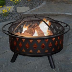 imageFire Pit  32Inch Outdoor Wood Burning Firepit with Screen Poker and Cover  Outdoor Fire Pits for Backyard Deck or Patio by Pure Garden Black