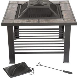 imagePure Garden 50154 26quot Woven Square Fire Pit BronzeBlack