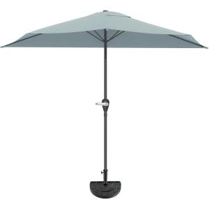 imagePure Garden Half Umbrella Outdoor Patio Shade  9 ft Half Patio Umbrella with Easy Crank  Small Canopy for Balcony Table or DeckDusty Green
