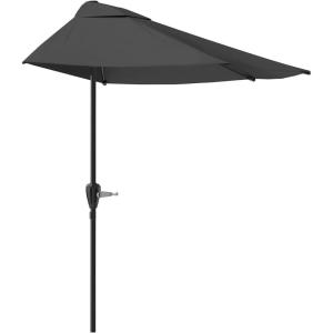imagePure Garden Half Umbrella Outdoor Patio Shade  9 ft Half Patio Umbrella with Easy Crank  Small Canopy for Balcony Table or DeckGray