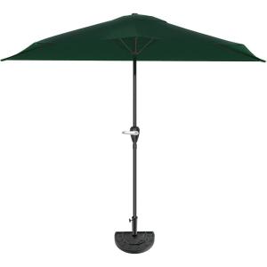 imagePure Garden Half Umbrella Outdoor Patio Shade  9 ft Half Patio Umbrella with Easy Crank  Small Canopy for Balcony Table or DeckHunter Green