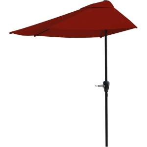 imagePure Garden Half Umbrella Outdoor Patio Shade  9 ft Half Patio Umbrella with Easy Crank  Small Canopy for Balcony Table or DeckRed