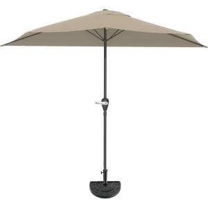 imagePure Garden Half Umbrella Outdoor Patio Shade  9 ft Half Patio Umbrella with Easy Crank  Small Canopy for Balcony Table or DeckSand