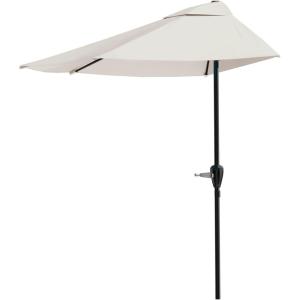 imagePure Garden Half Umbrella Outdoor Patio Shade  9 ft Half Patio Umbrella with Easy Crank  Small Canopy for Balcony Table or DeckTan