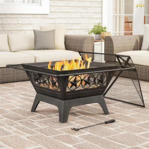 imagePure Garden W150098 37quot Tile Rectangular Fire Pit Black32 inches