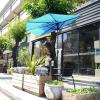imagePure Garden Patio Umbrella  9FT Half Umbrella Outdoor Patio Canopy with Easy Hand Crank  Condo Townhouse or Balcony Furniture by Villacera Blue