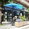 imagePure Garden Patio Umbrella  9FT Half Umbrella Outdoor Patio Canopy with Easy Hand Crank  Condo Townhouse or Balcony Furniture by Villacera Blue