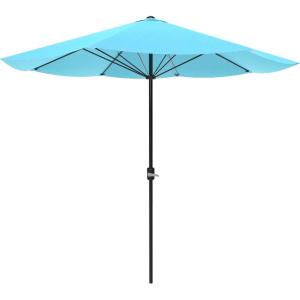 imagePure Garden Patio Umbrella with Vented Canopy  9 Ft Easy Crank Outdoor Umbrella for Shade  For Deck Balcony Porch Backyard or Pool Light Blue