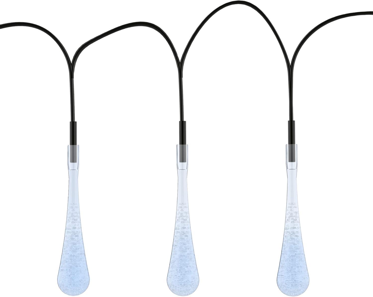 imagePure Garden 50LG1016 String Set of 2 30 Bulb Solar Power Outdoor LED Decor Tear Drop Lighting with 8 Modes and Rechargeable Battery MultiColorCool White
