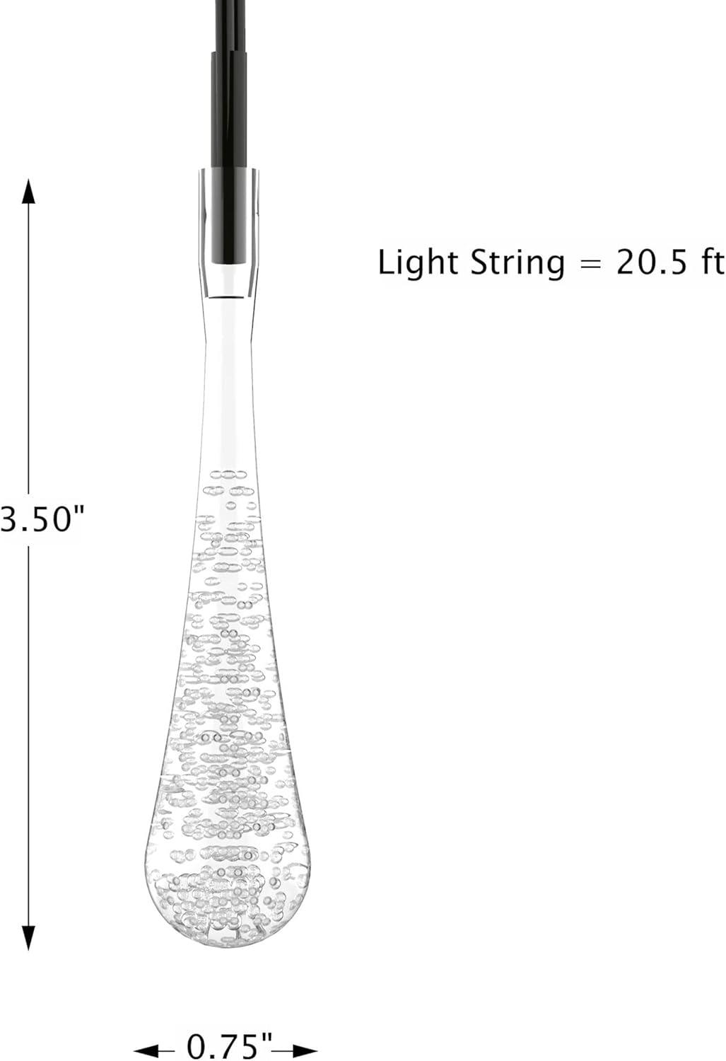 imagePure Garden 50LG1016 String Set of 2 30 Bulb Solar Power Outdoor LED Decor Tear Drop Lighting with 8 Modes and Rechargeable Battery MultiColorCool White