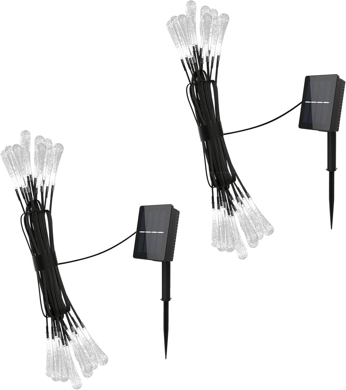 imagePure Garden 50LG1016 String Set of 2 30 Bulb Solar Power Outdoor LED Decor Tear Drop Lighting with 8 Modes and Rechargeable Battery MultiColorMulticolor