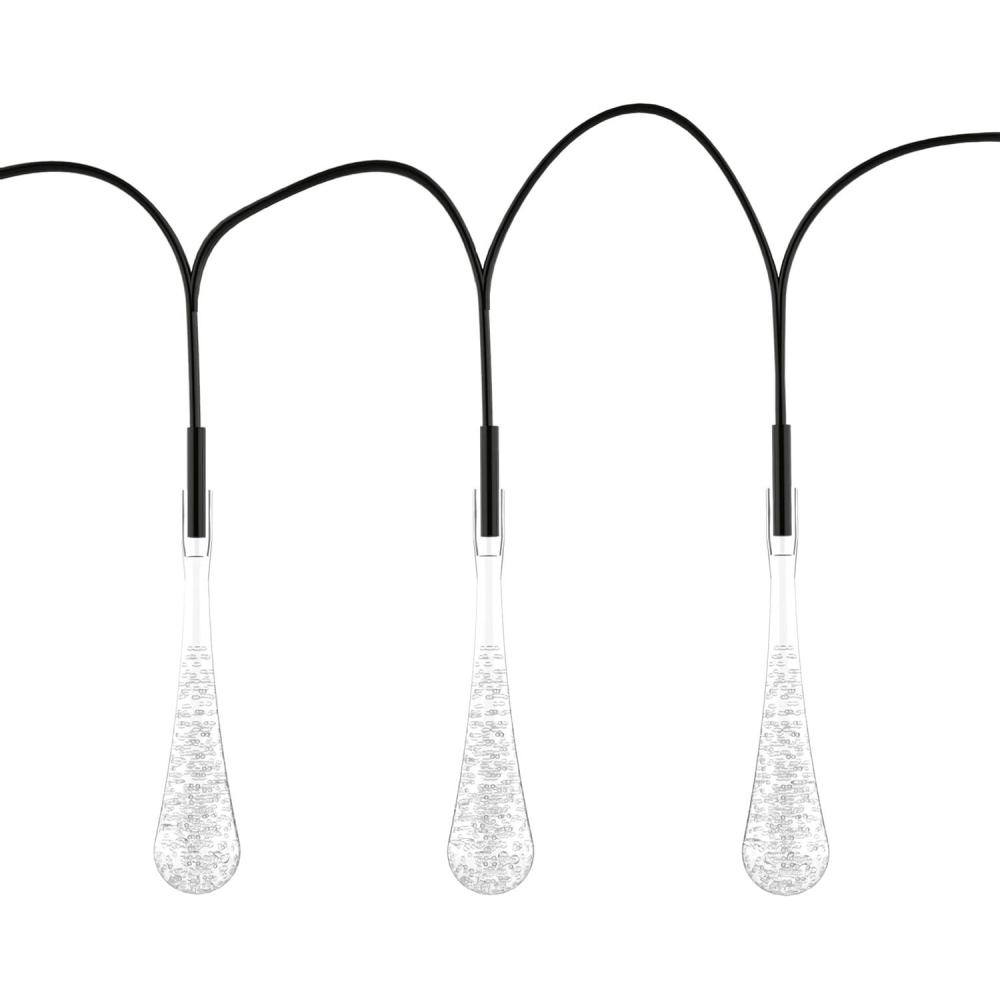 imagePure Garden 50LG1016 String Set of 2 30 Bulb Solar Power Outdoor LED Decor Tear Drop Lighting with 8 Modes and Rechargeable Battery MultiColorCool White