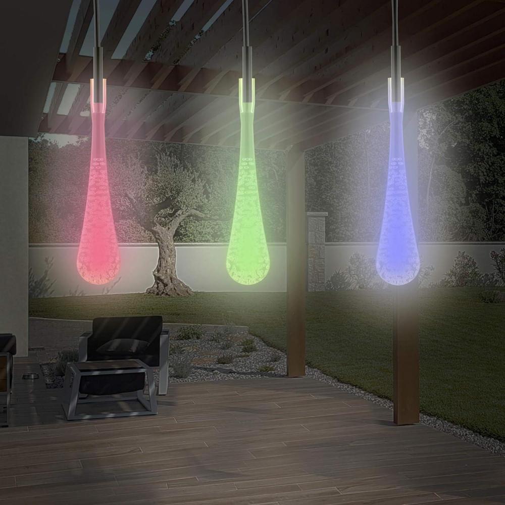 imagePure Garden 50LG1016 String Set of 2 30 Bulb Solar Power Outdoor LED Decor Tear Drop Lighting with 8 Modes and Rechargeable Battery MultiColorMulticolor