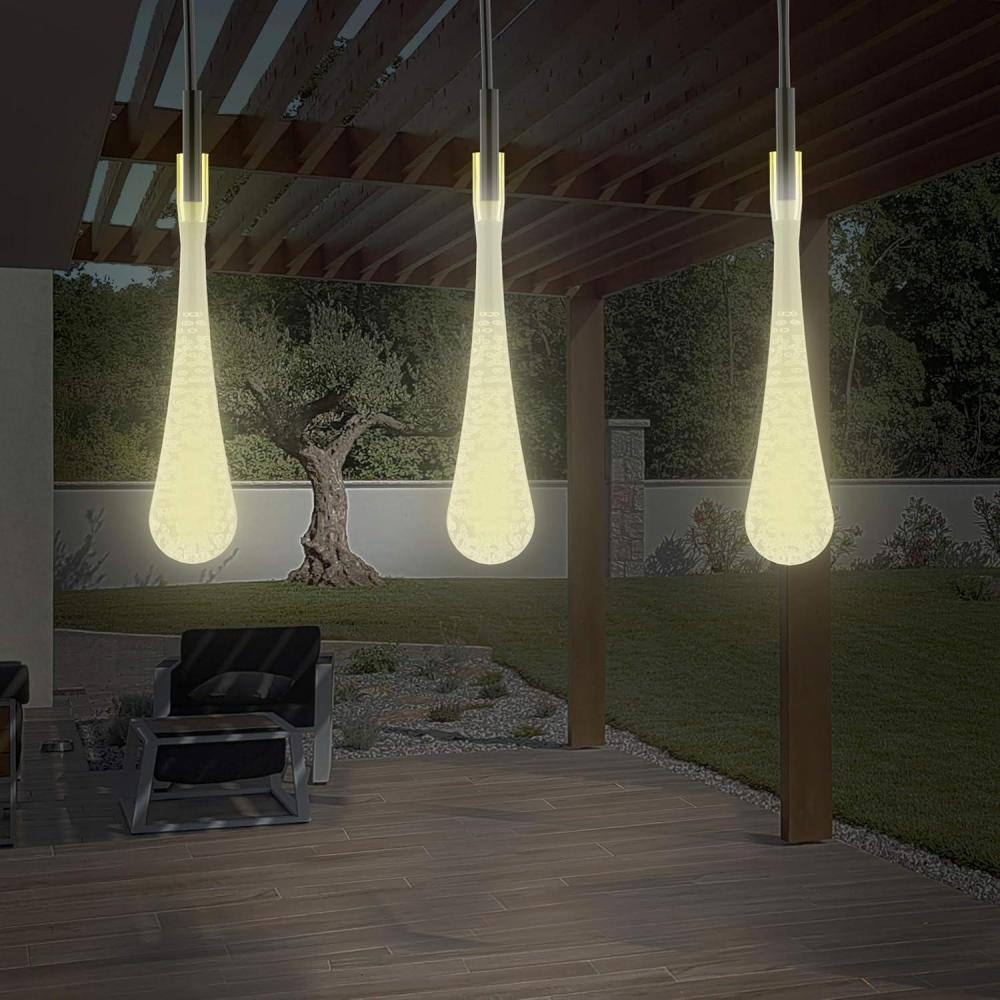 imagePure Garden 50LG1016 String Set of 2 30 Bulb Solar Power Outdoor LED Decor Tear Drop Lighting with 8 Modes and Rechargeable Battery MultiColorWarm White