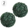 imageBoxwood Plant  11in Faux Outdoor Topiary PreLit with Solar LEDs  Artificial Boxwood Ball with Rechargeable Lights  Greenery Decor by Pure Garden2 Pack