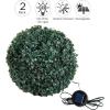 imageBoxwood Plant  11in Faux Outdoor Topiary PreLit with Solar LEDs  Artificial Boxwood Ball with Rechargeable Lights  Greenery Decor by Pure Garden2 Pack