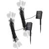 imagePure Garden 50LG1016 String Set of 2 30 Bulb Solar Power Outdoor LED Decor Tear Drop Lighting with 8 Modes and Rechargeable Battery MultiColorCool White