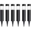 imagePure Garden Solar Lights Outdoor Waterproof 6Pack  15 Stainless Steel Bollard Solar Pathway Lights  Stake Outdoor LED Lighting for Yard Drive Path or Landscape Lighting BlackBlack With White Lights