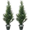 imagePure Garden Cedar Artificial Trees for OutdoorsLarge Faux Potted Evergreen Plants for Decoration at Home or Office 34quot Green 2 Pieces34