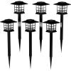 imagePure Garden Solar Pathway Coach Lights  Set of 6 WaterResistant Outdoor Stake Lighting for Garden Landscape Patio Garden and Walkway Black