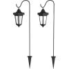 imageSet of 2 Solar Lanterns  Waterproof Hanging Coach LED Lights with Shepherd Hooks for Mounting  Garden Decor for Outside by Pure Garden Black