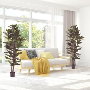 imageArtificial Fiddle Leaf Fig Tree  6FT Fake Plant with Pot and Natural Feel Leaves for Home or Office Decor  Artificial Plants Indoor by Pure Garden6ft  Set of 2