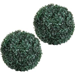 imageBoxwood Plant  11in Faux Outdoor Topiary PreLit with Solar LEDs  Artificial Boxwood Ball with Rechargeable Lights  Greenery Decor by Pure Garden2 Pack