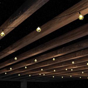 imagePure Garden 50LG1088 Outdoor Sting Solar Powered Round Globe Hanging Cool White Lights for Patio BackyardWarm White