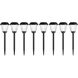 imagePure Garden 8Piece Solar Outdoor Lights Set  Rechargeable Landscaping Lighting  Provides 6 Hours of Outside Illumination Per Charge Black