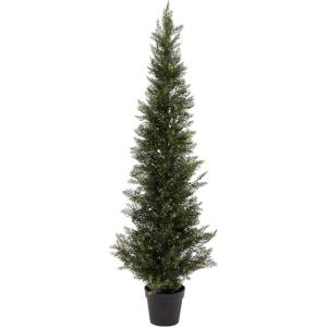 imagePure Garden Cedar Artificial Trees for OutdoorsLarge Faux Potted Evergreen Plants for Decoration at Home or Office 34quot Green 2 Pieces5ft